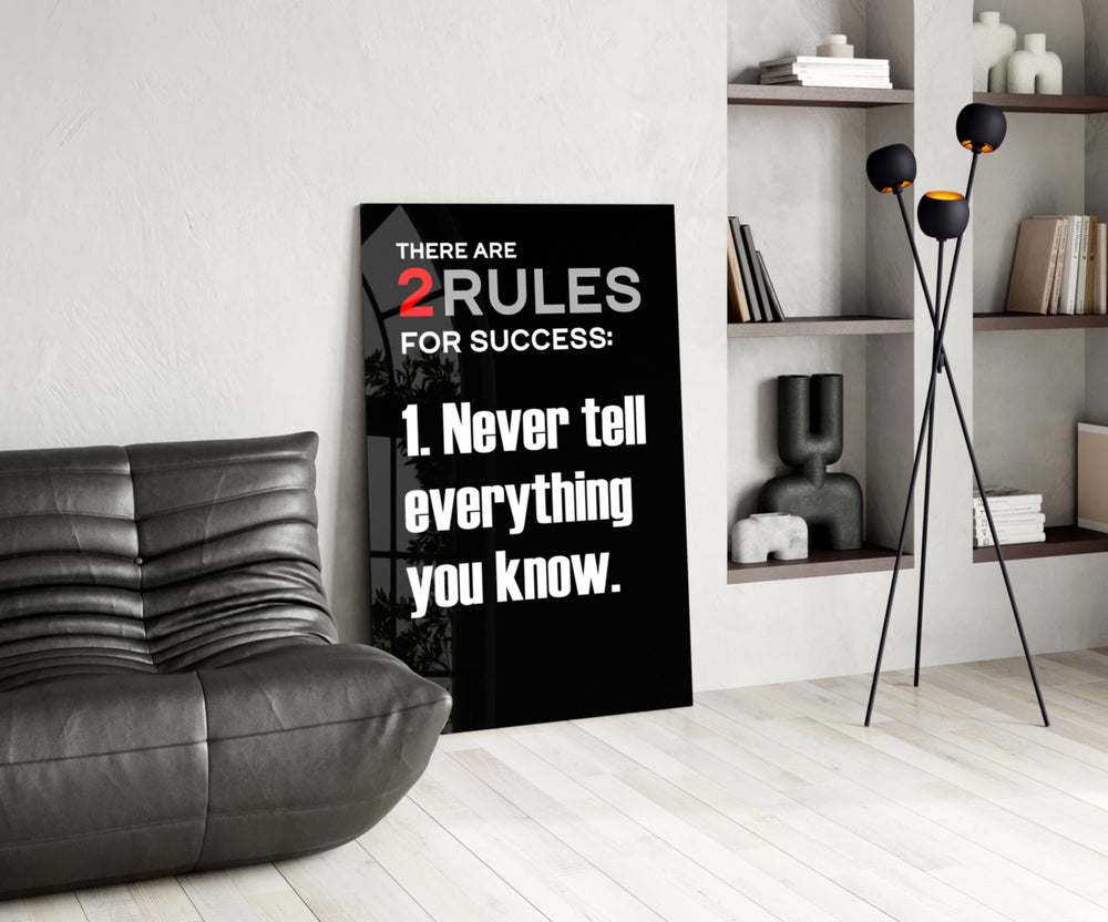 Rules of Success panel adding editorial drama to a hallway