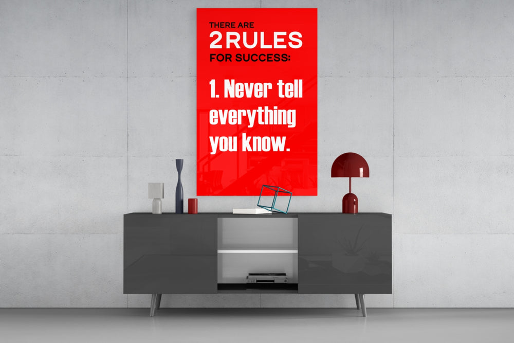Rules of Success panel catching lamp light to reveal its cinematic glow