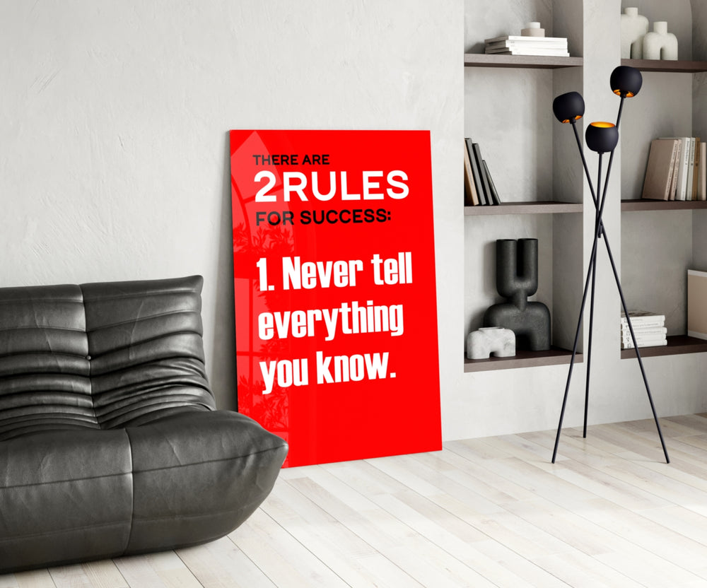Rules of Success panel adding editorial drama to a hallway