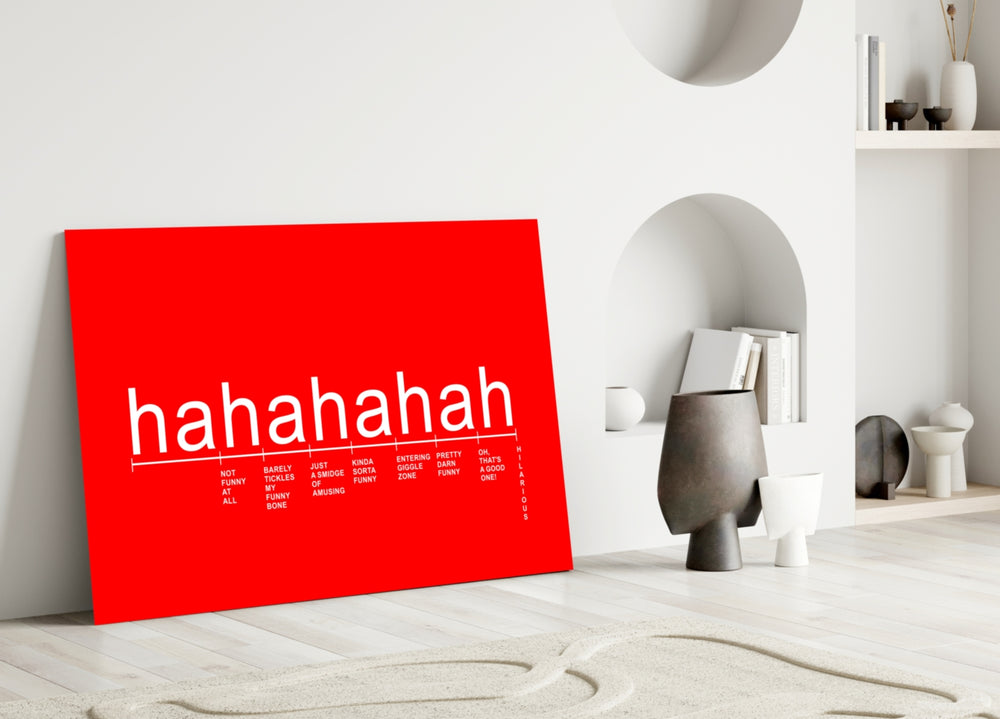 Laughter Analysis close-up showing humor-scale tier captions on scarlet