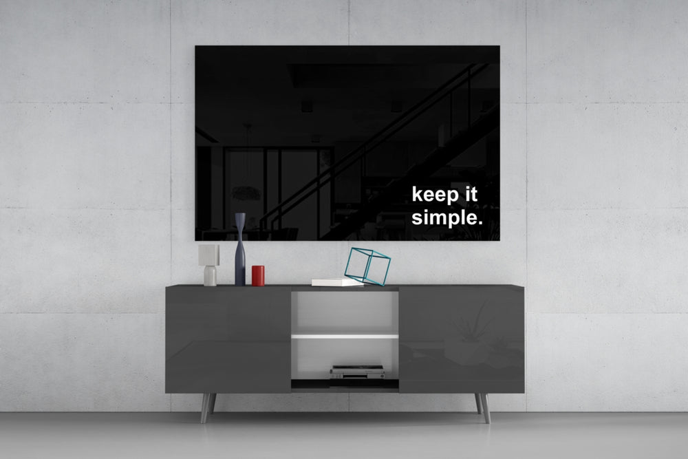 Keep It Simple panel catching lamp light to reveal its painterly calm