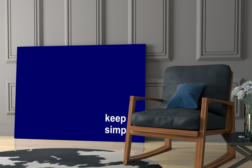 Simple glass print enhancing a den with statement clarity