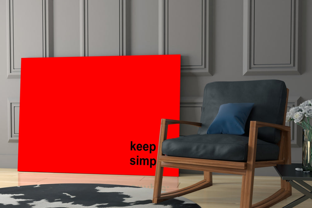 Simple glass print enhancing a den with statement clarity