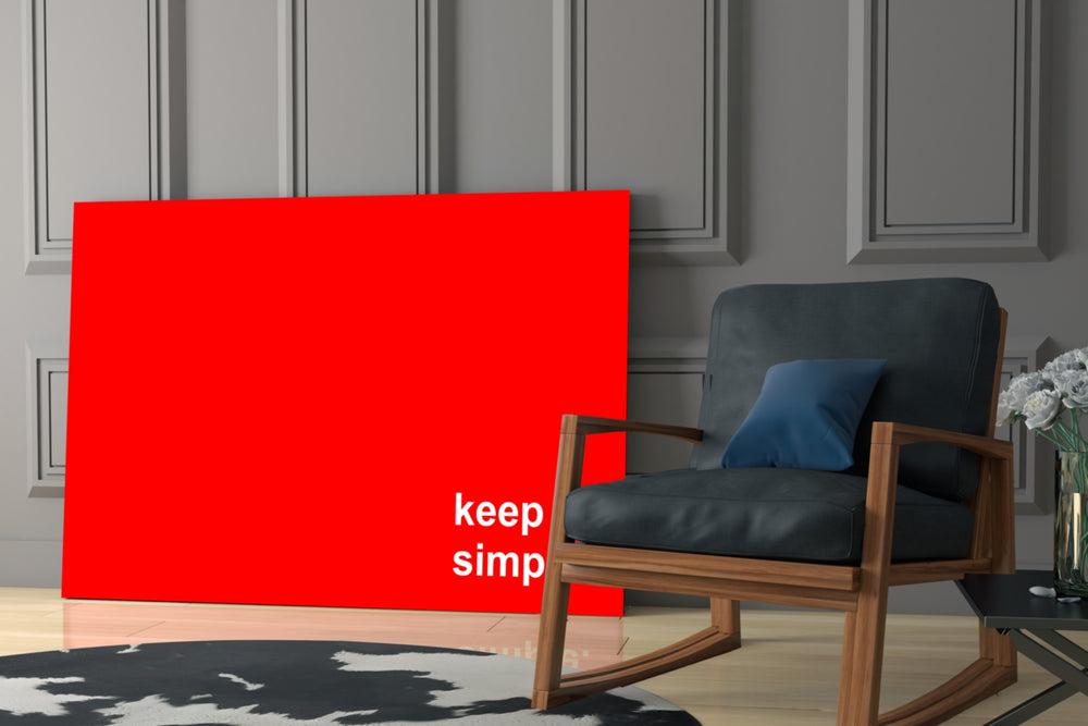 Simple glass print enhancing a den with statement clarity