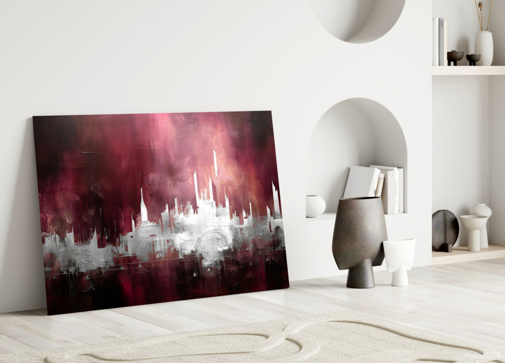 City Silhouette close-up showing ivory tower spires and burgundy mist