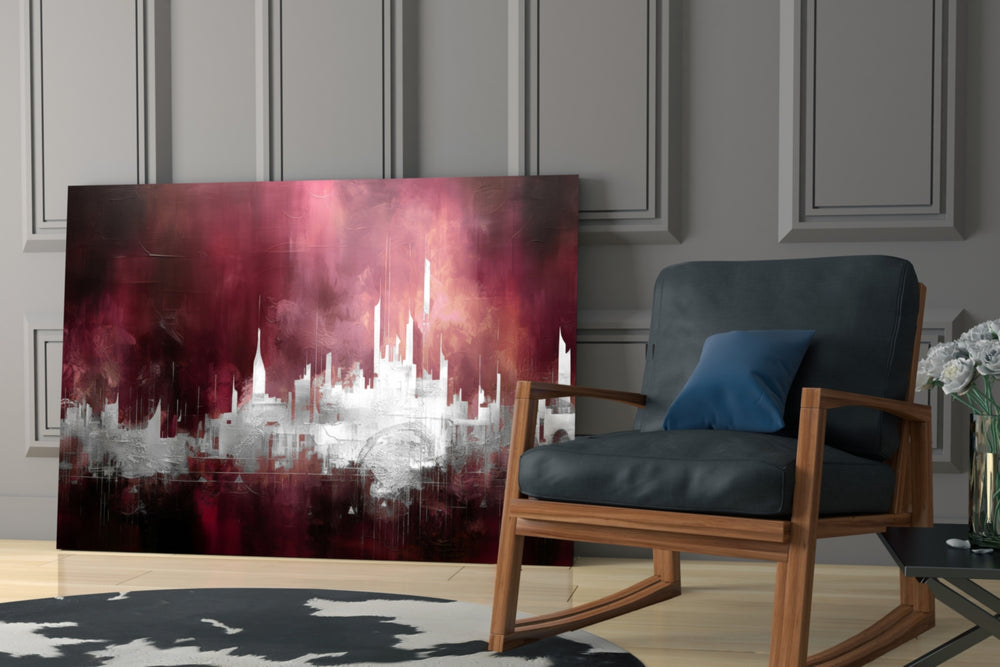 City Silhouette glass print enhancing a den with statement glamour