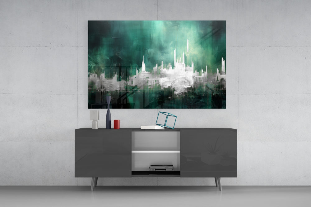 City Silhouette panel catching lamp light to reveal its painterly depth