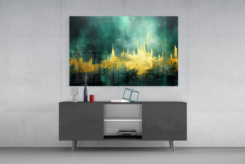 City Silhouette panel catching lamp light to reveal its painterly depth