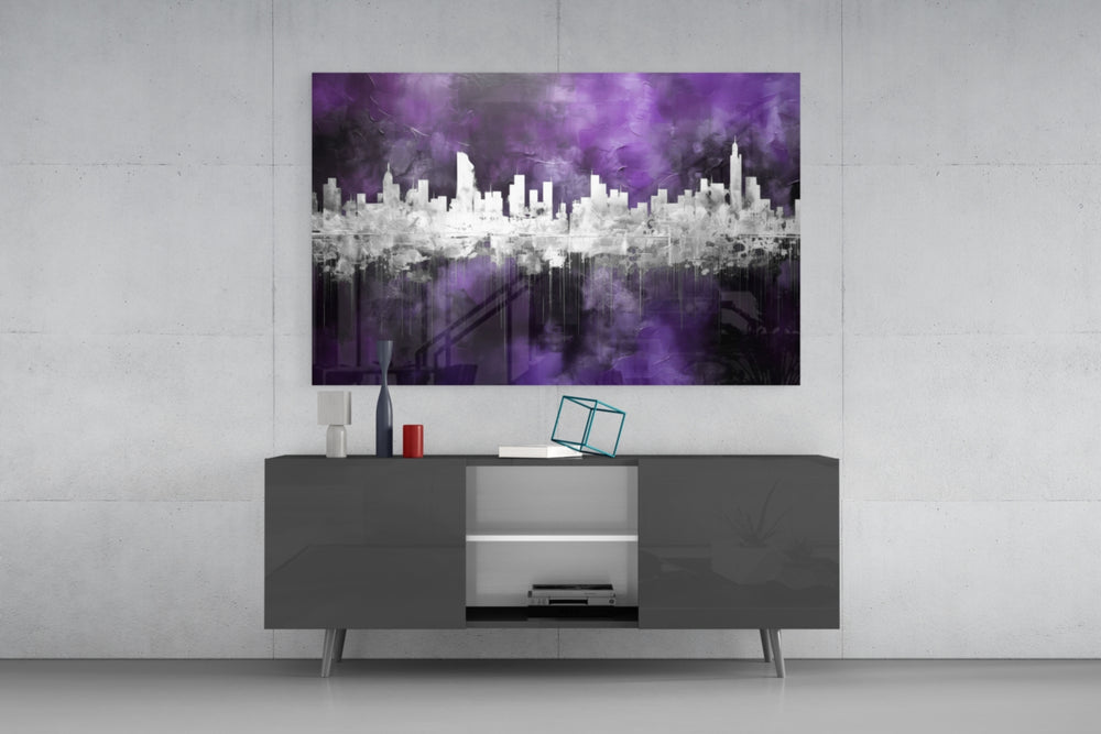 City Silhouette panel catching lamp light to reveal its painterly depth