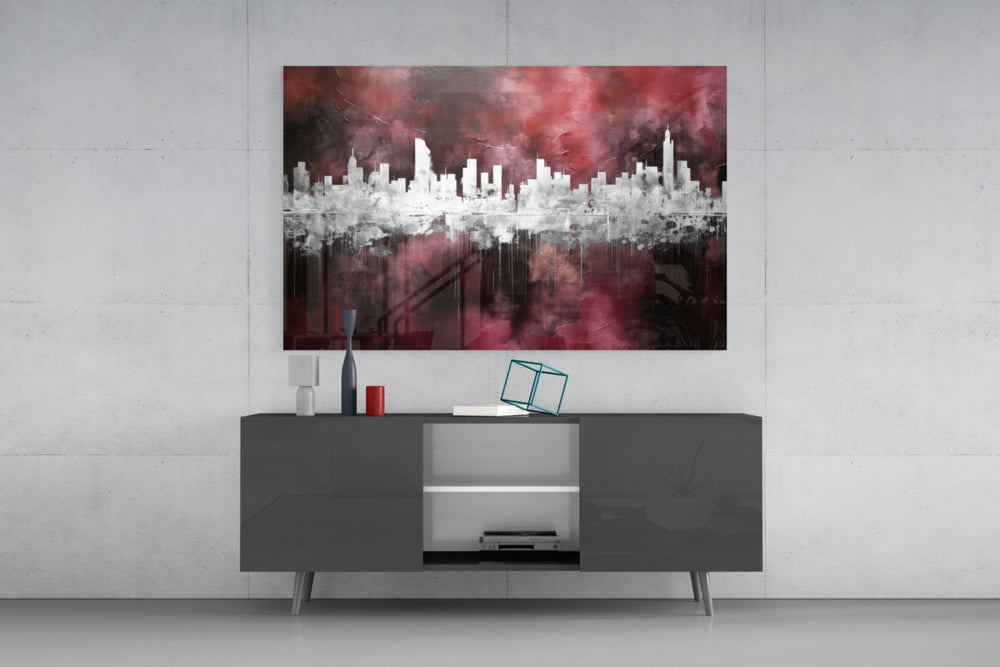 City Silhouette panel catching lamp light to reveal its painterly depth