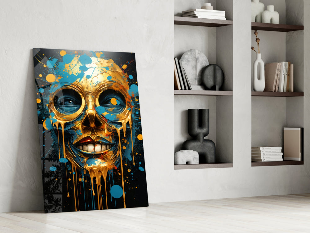 Melt glass print enhancing a den with statement gravity