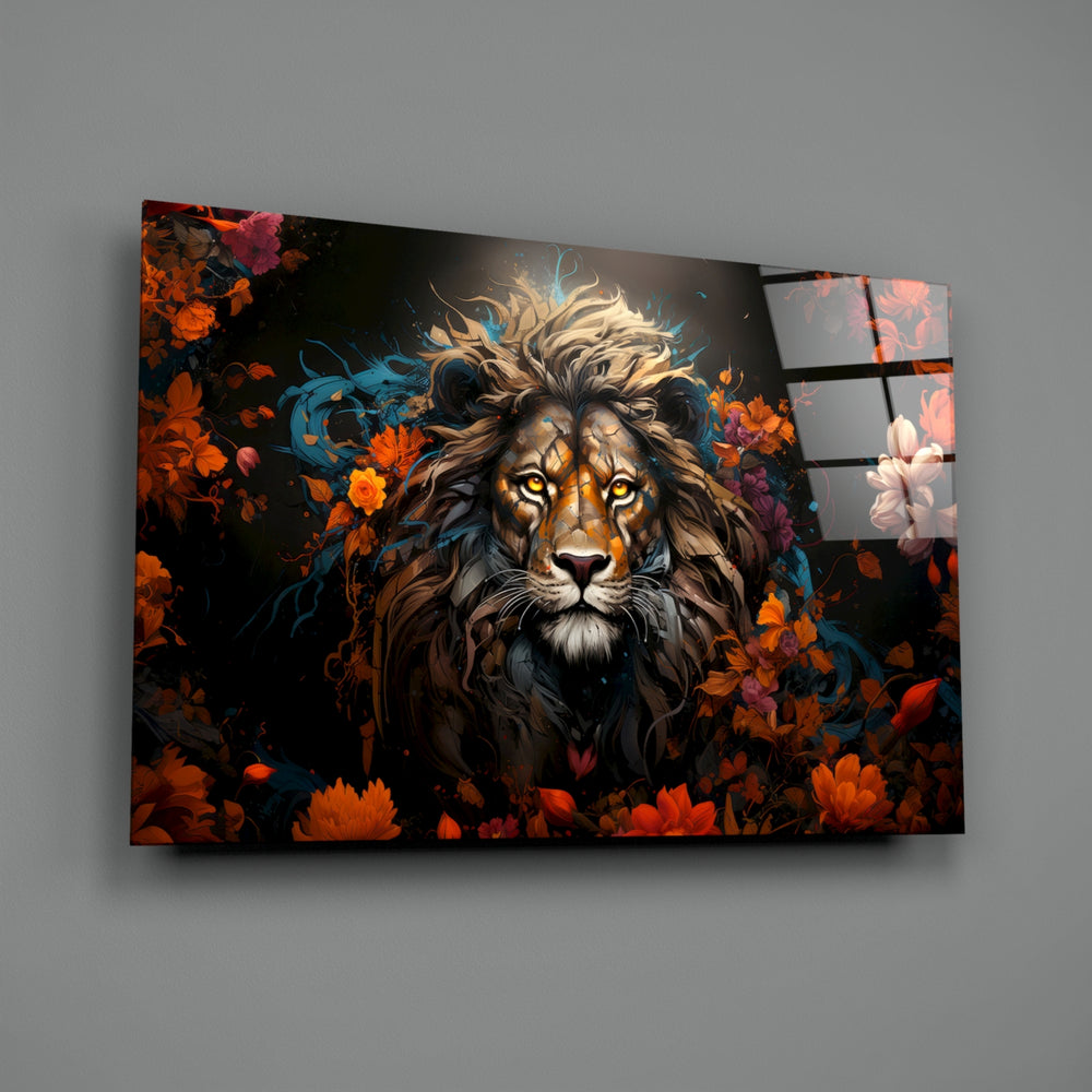 Floral-portrait panel bringing painterly depth to a library