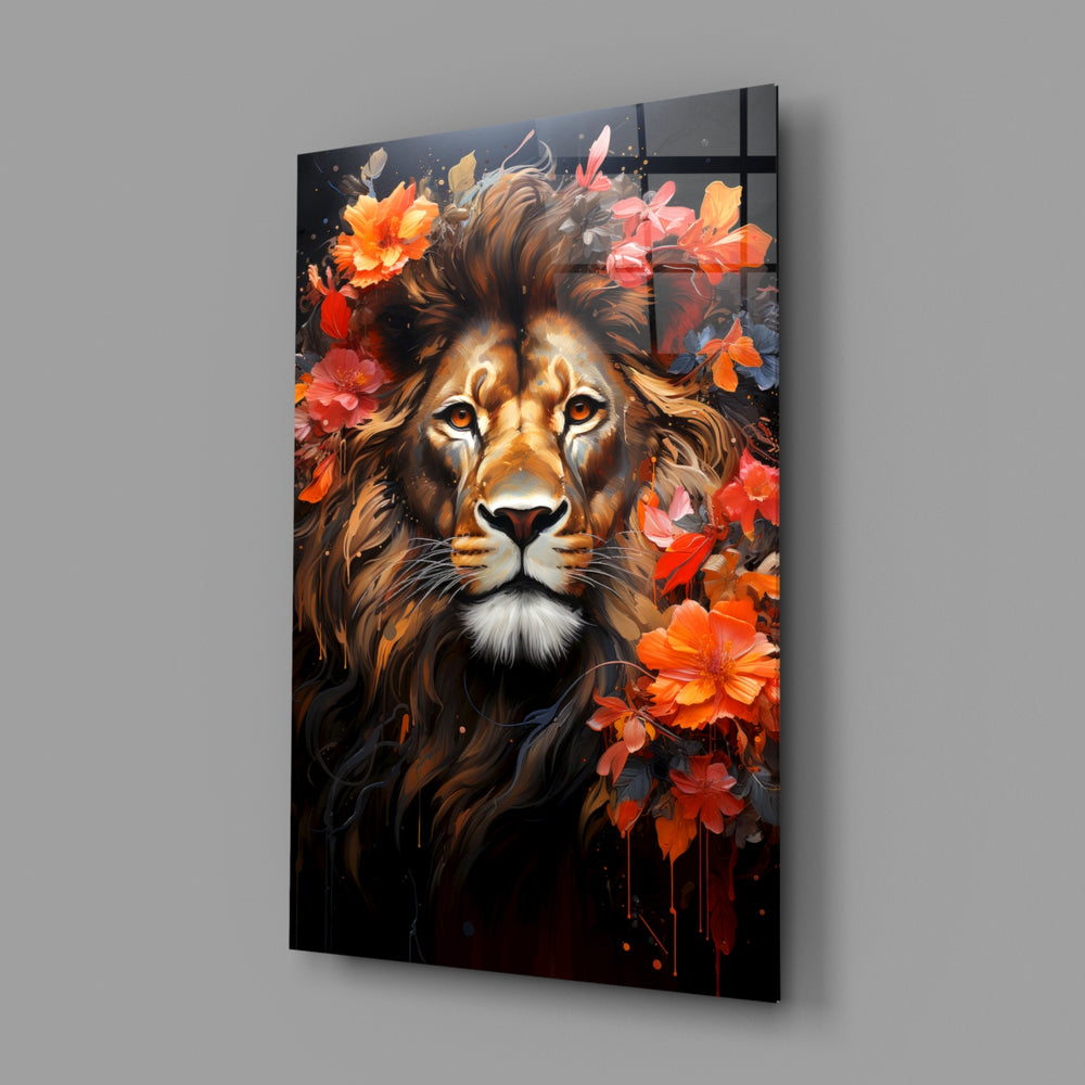 Floral-portrait panel bringing painterly depth to a library