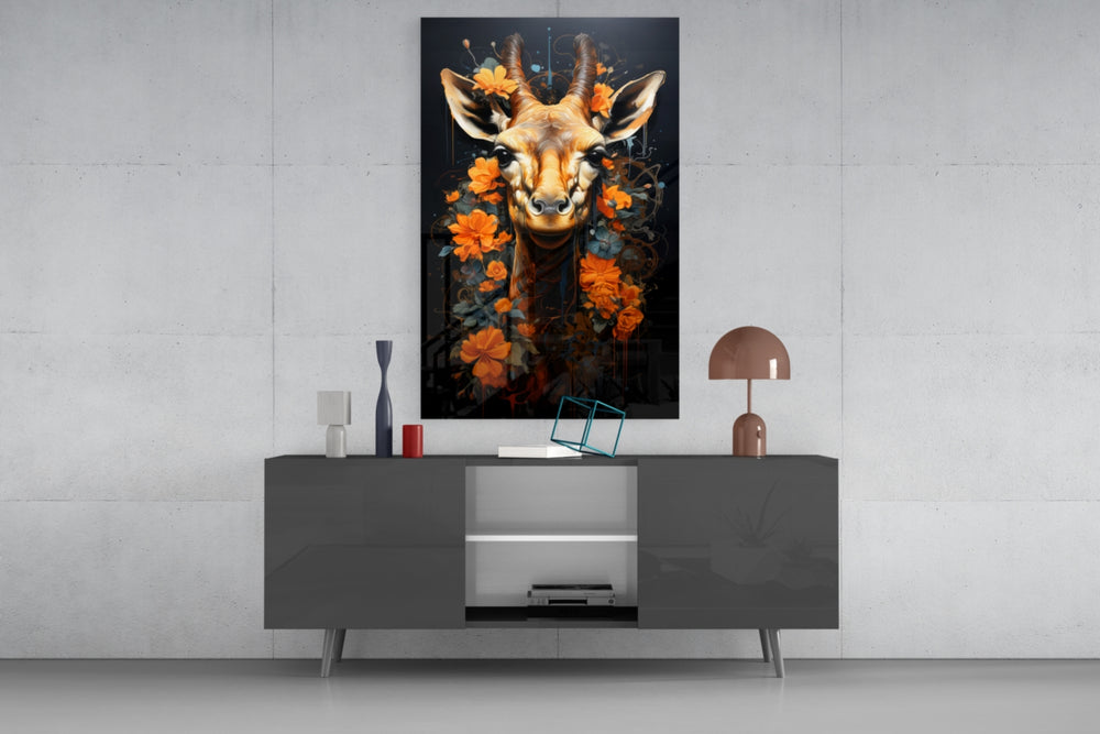 Deer panel catching lamp light to reveal its painterly depth
