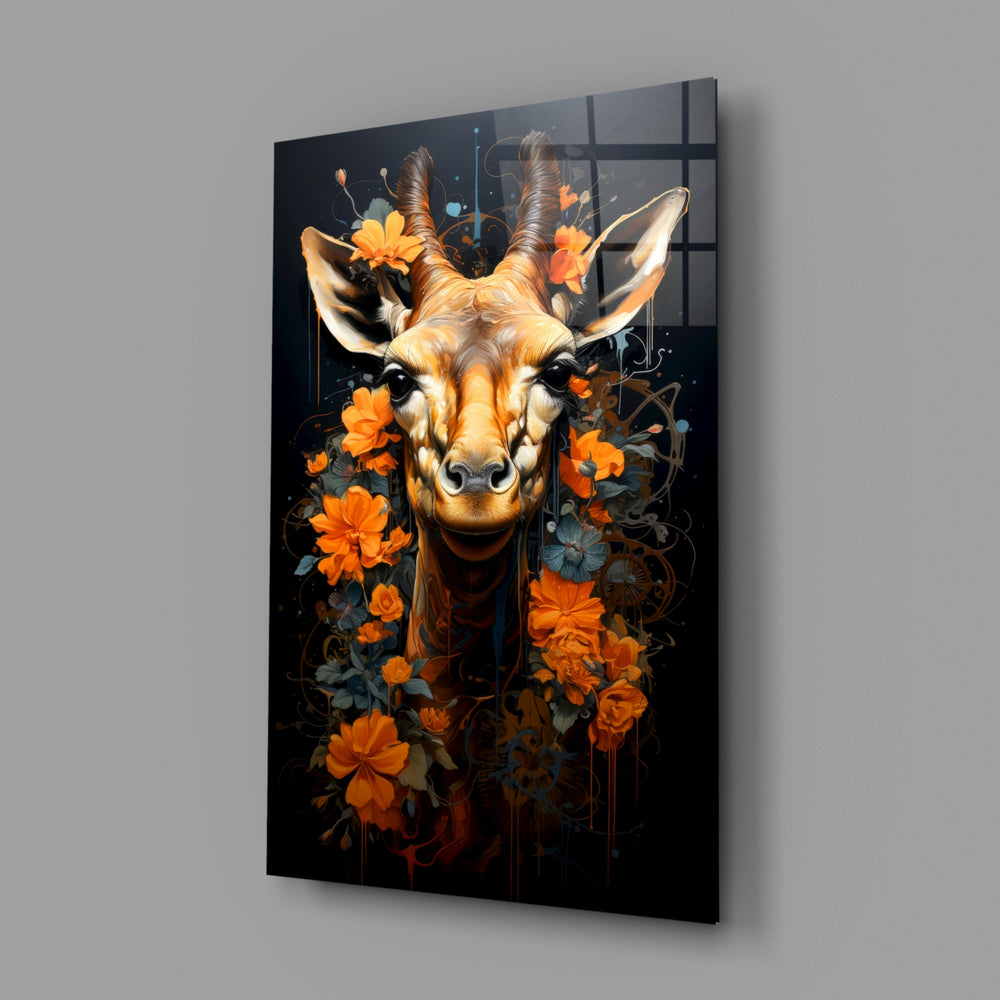 Floral-portrait panel bringing painterly depth to a meditation corner