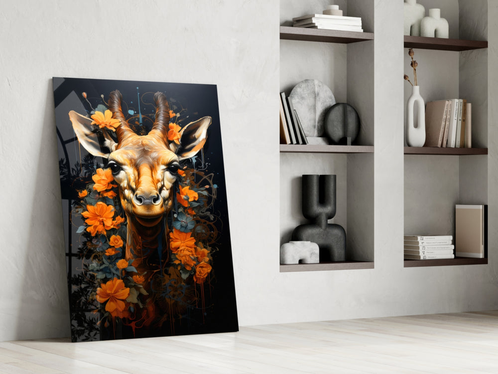 Deer glass print enhancing a den with statement calm