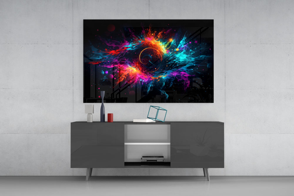 Colorful Hole panel catching lamp light to reveal its cinematic glow