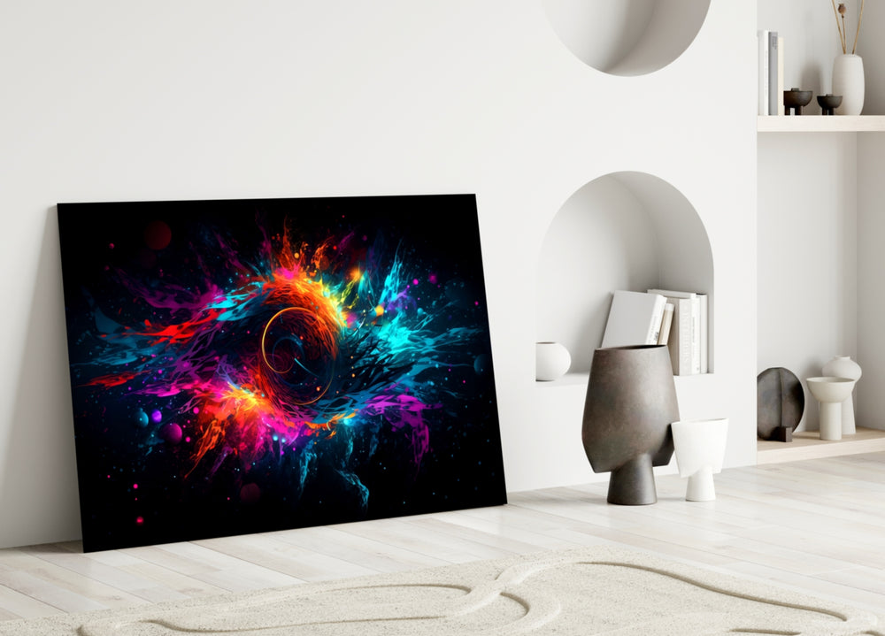 Colorful Hole close-up showing scarlet spiral and cyan spray