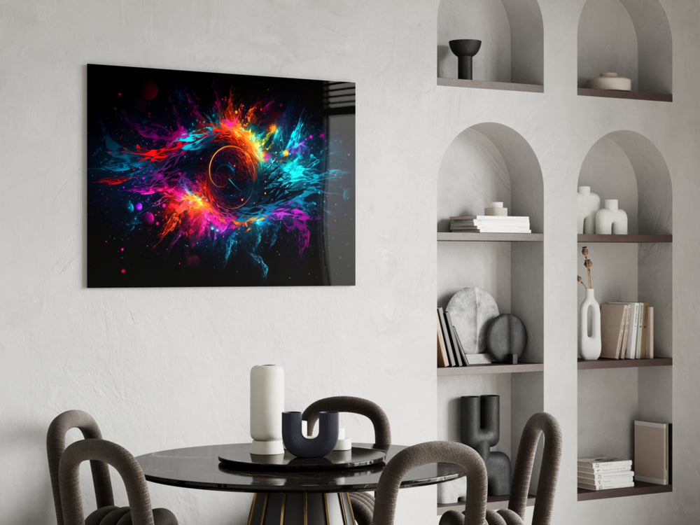 Colorful Hole panel adding editorial drama to a hallway