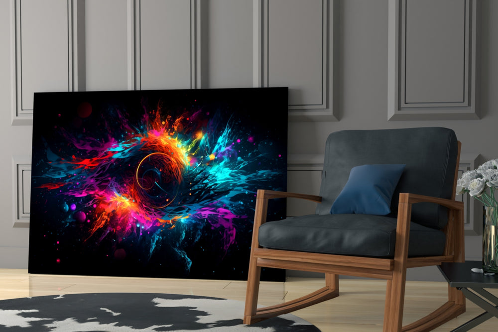 Colorful Hole glass print enhancing a den with statement firepower