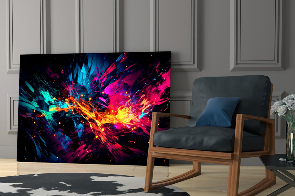 Color Bang glass print enhancing a den with statement firepower