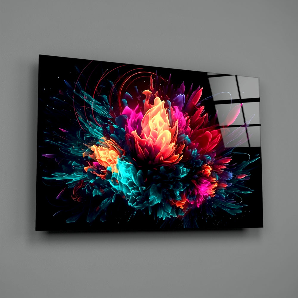 Floral-burst panel bringing cinematic glow to a gaming den