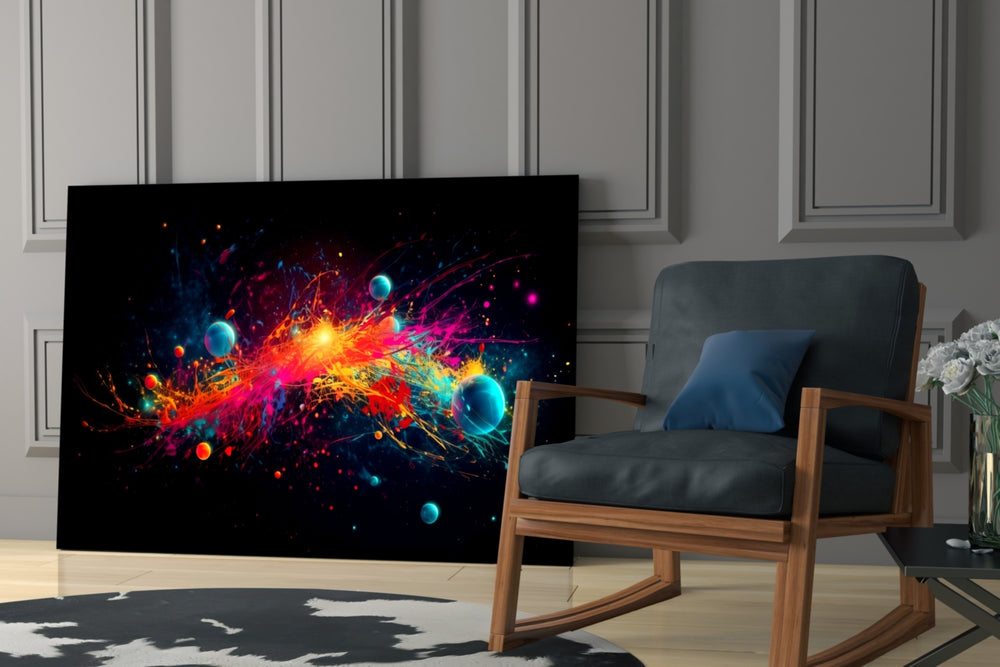 Colors of Space glass print enhancing a den with statement firepower