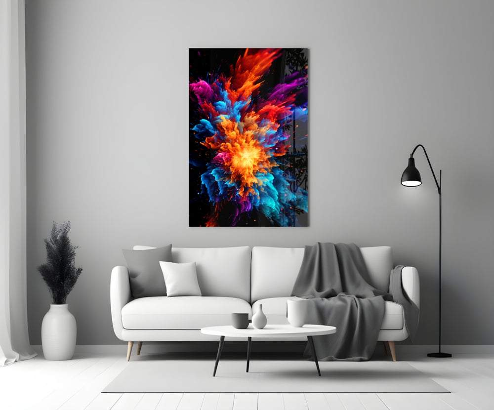 Color Flower close-up showing cyan cloud and orange flame core