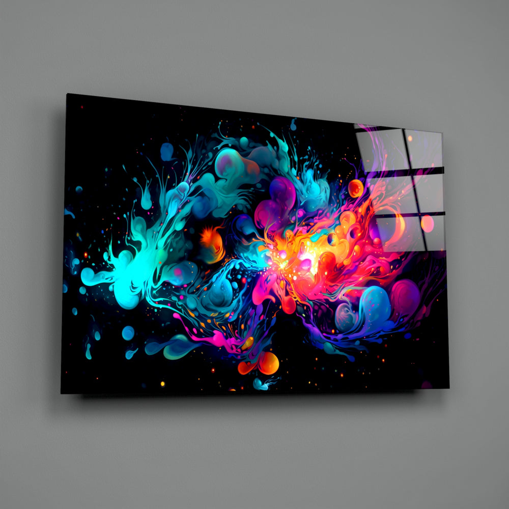 Liquid-cosmic panel bringing cinematic glow to a gaming den