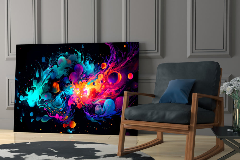Colors of Space glass print enhancing a den with statement firepower