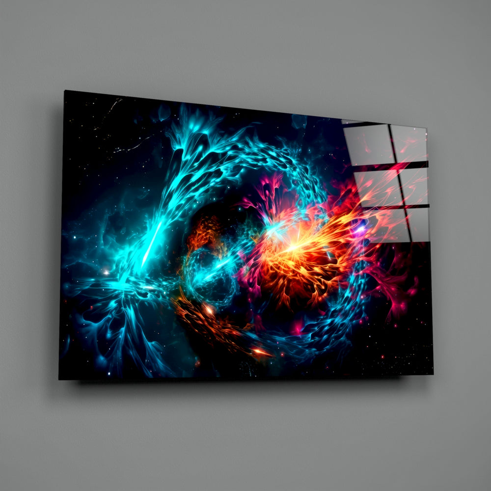 Elemental-balance panel bringing cinematic glow to a gaming den