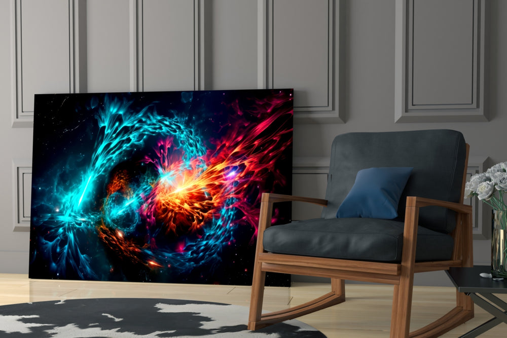 Designer's Collection glass print enhancing a den with statement firepower