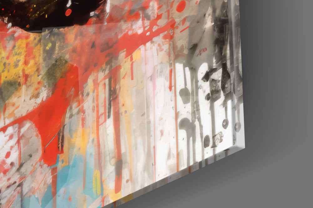 Fighter-tribute artwork anchoring a wall with scarlet-and-graphite palette