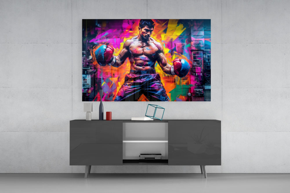 Boxing panel catching lamp light to reveal its cinematic glow