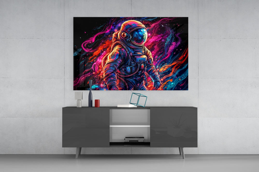 Astronaut panel catching lamp light to reveal its cinematic glow