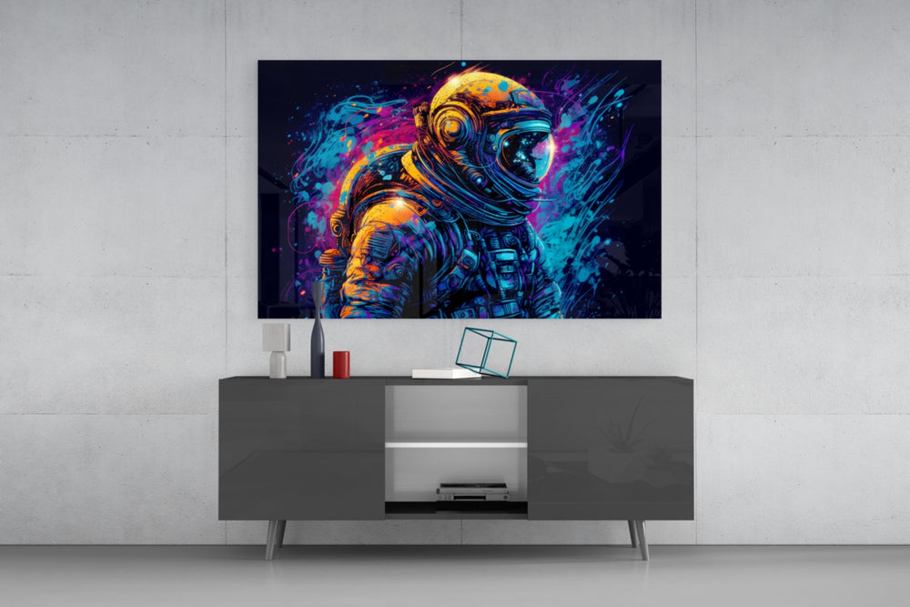 Astronaut panel catching lamp light to reveal its cinematic glow