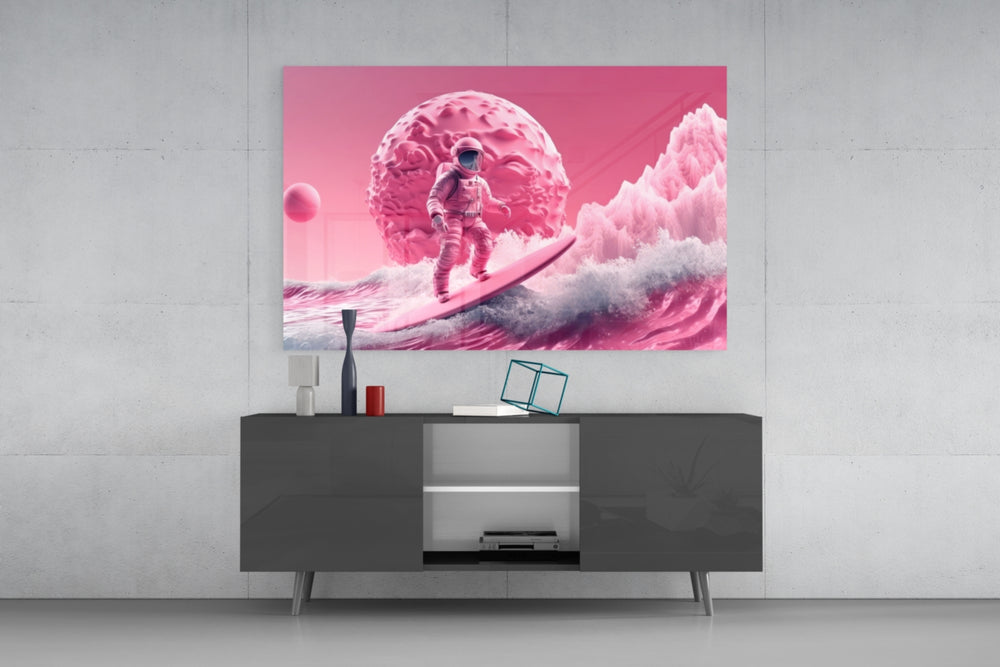 Pinky Space panel catching lamp light to reveal its cinematic glow