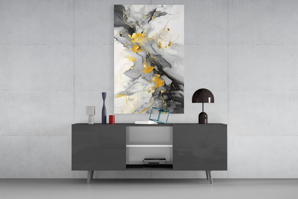Marble panel catching lamp light to reveal its painterly depth