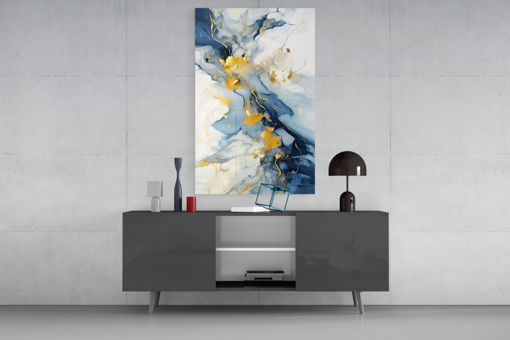 Marble panel catching lamp light to reveal its painterly depth