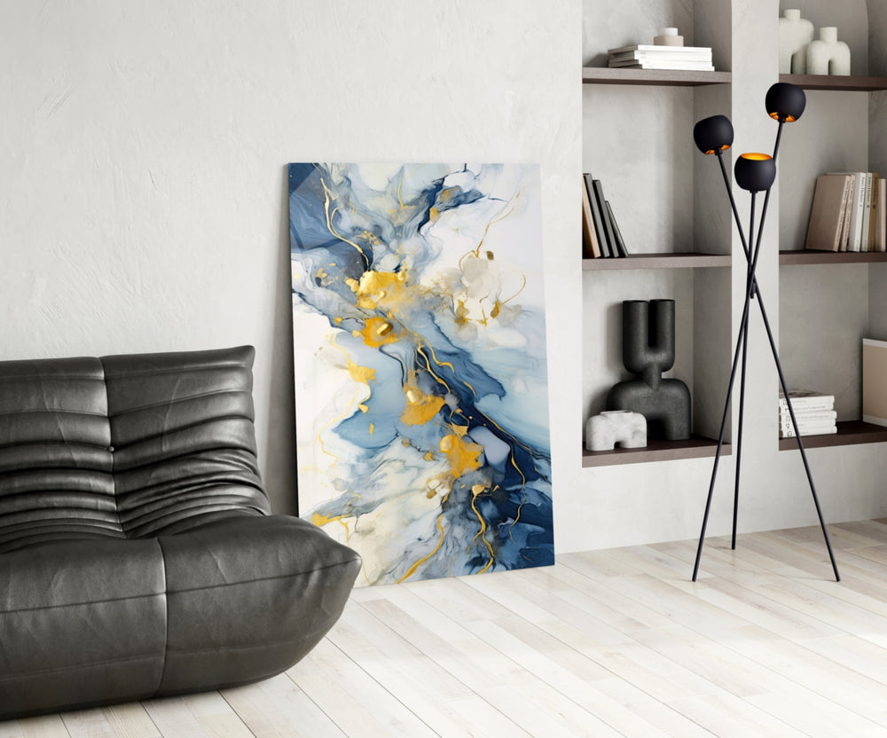 Marble panel adding editorial drama to a hallway