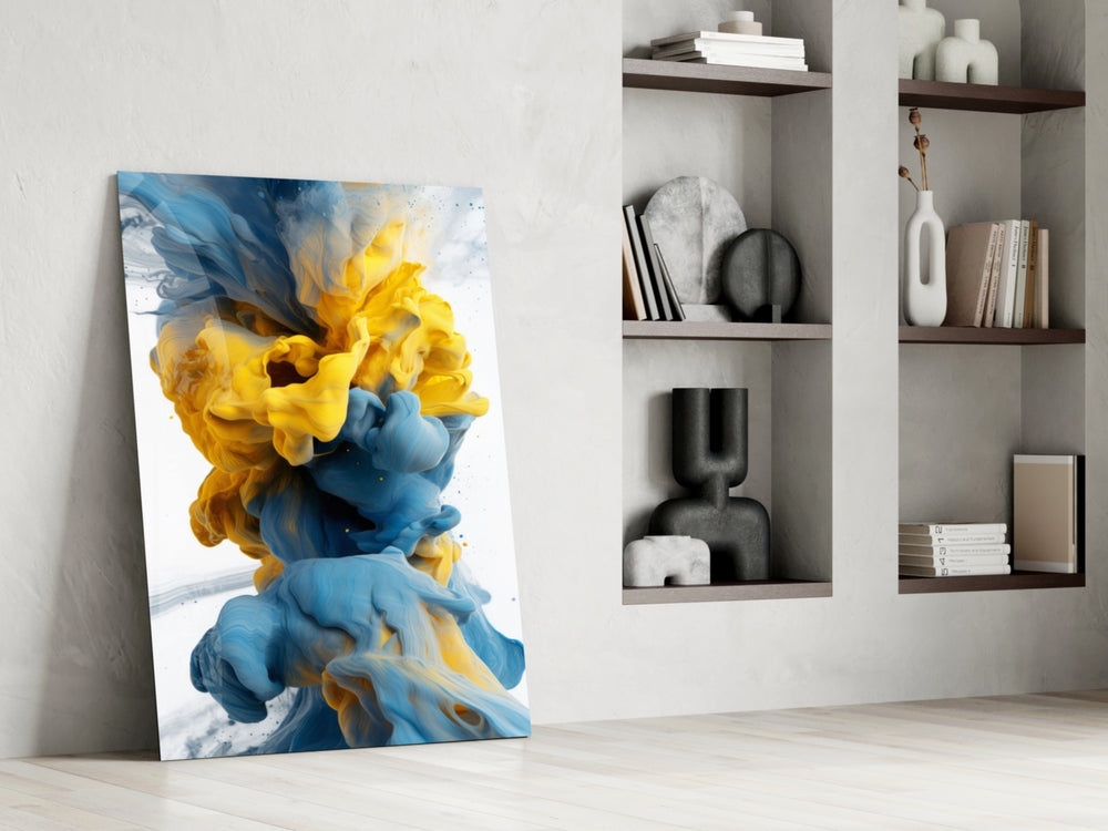 Color Explosion glass print enhancing a den with statement playfulness