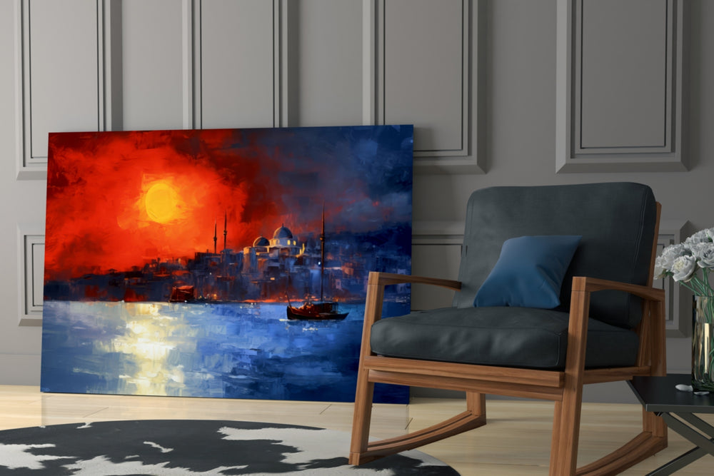 Istanbul glass print enhancing a den with statement gravity