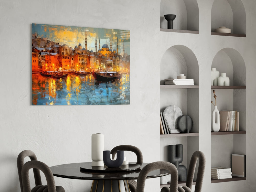 Istanbul panel adding editorial drama to a hallway