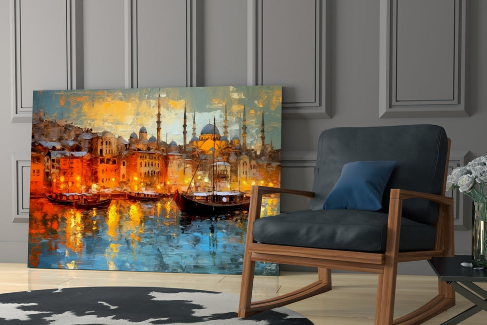 Istanbul glass print enhancing a den with statement gravity