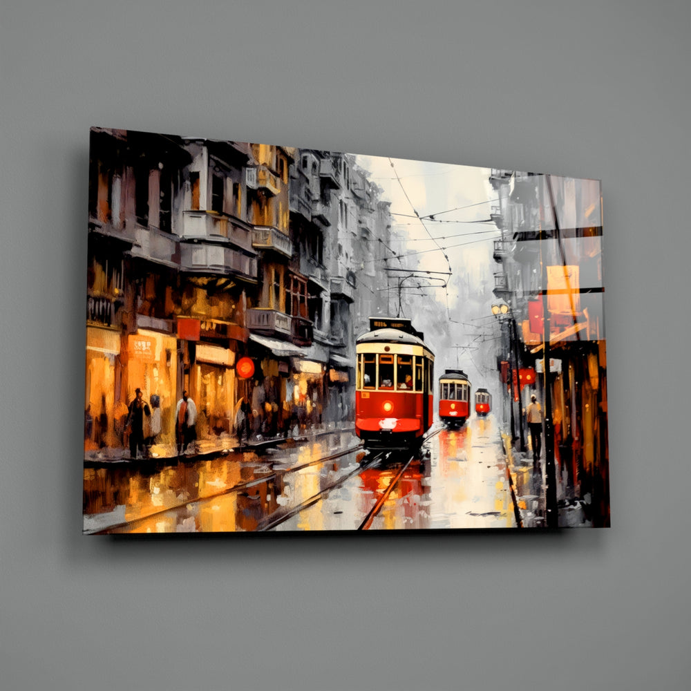 Painterly-Istanbul panel bringing painterly depth to a hotel-style lobby