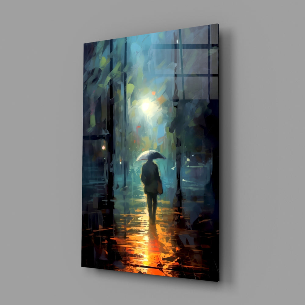 Painterly-noir panel bringing painterly depth to a reading nook