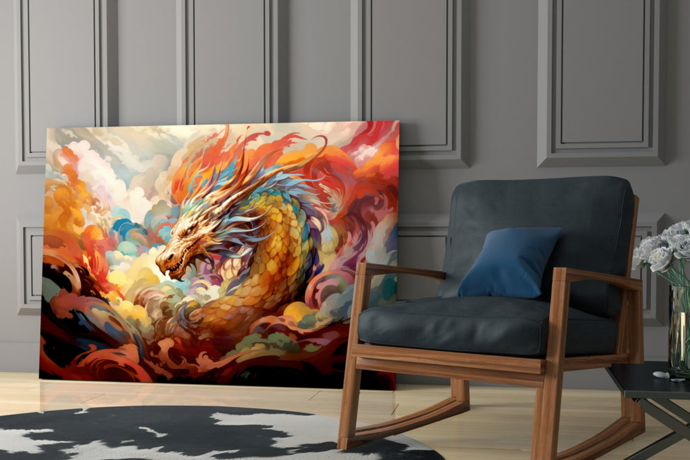 Dragon glass print enhancing a den with statement firepower