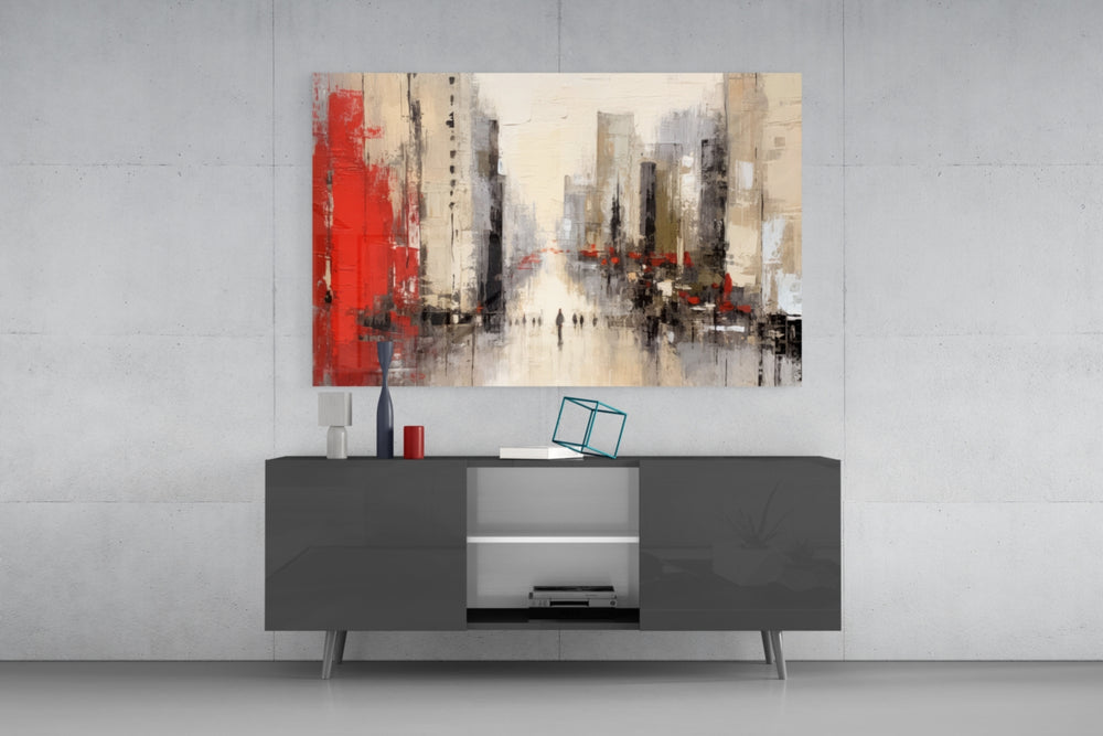 City Silhouette panel catching lamp light to reveal its painterly depth