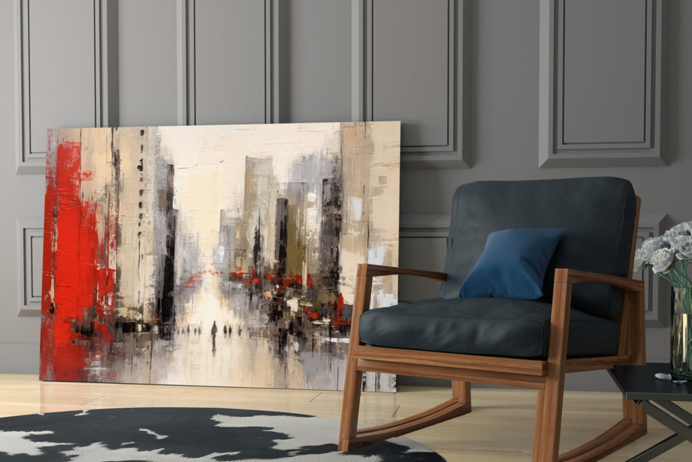 City Silhouette glass print enhancing a den with statement gravity