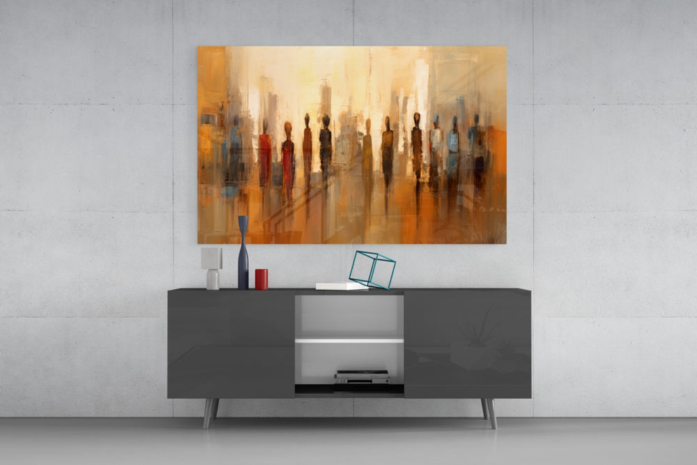 Silhouettes panel catching lamp light to reveal its painterly depth